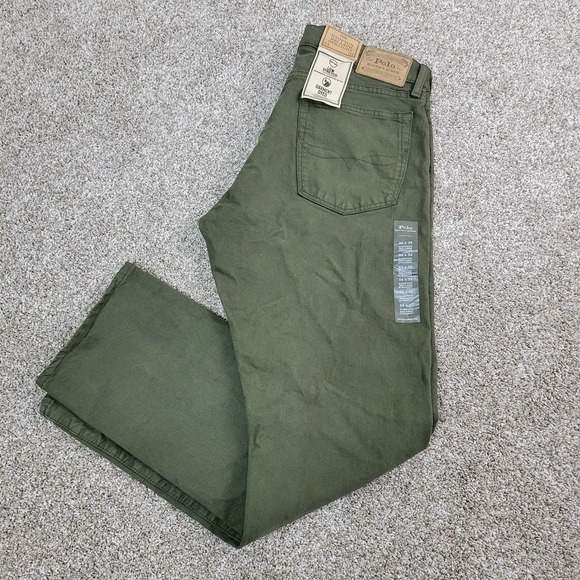 NWT Polo Ralph Lauren The Hampton Relaxed Straight Mens 34x32 Green Pants - Picture 1 of 6
